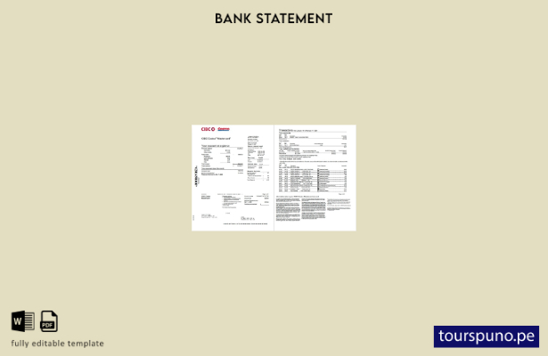 listo para imprimir plantilla de páginas de Word de extracto de cuenta bancaria 
